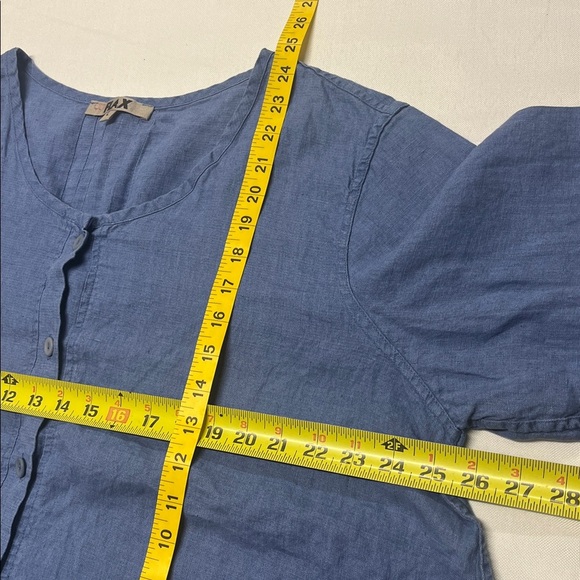 FLAX Linen Layering Top Stormy Blue 100% Linen Blazer Lagenlook Oversized L NEW - Picture 7 of 10